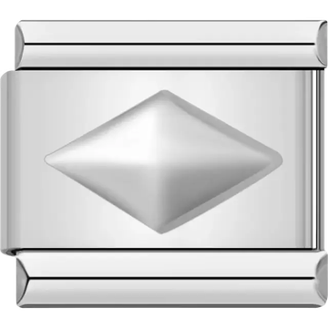 Silver geometric diamond-shaped centerpiece Italian charm bracelet link