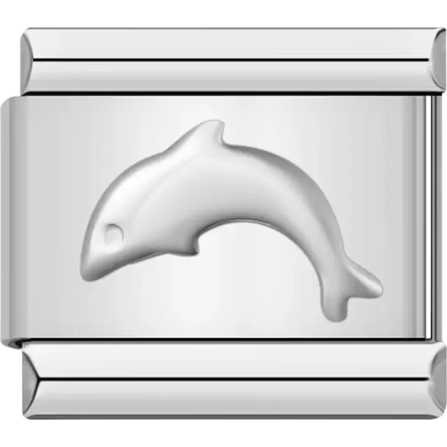 Silver dolphin design Italian charm bracelet link