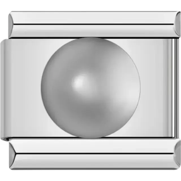 Silver piece with raised dome center Italian charm bracelet link