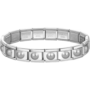Silver dots charms composing stainless steel Italian bracelet