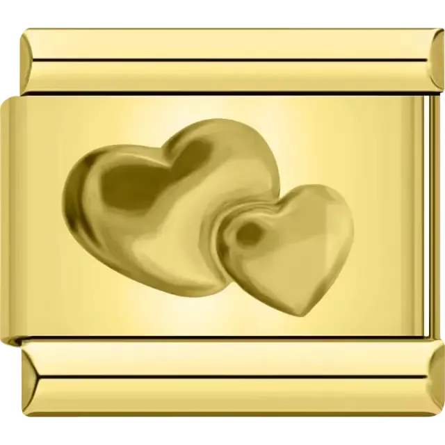 Double hearts Italian charm bracelet link
