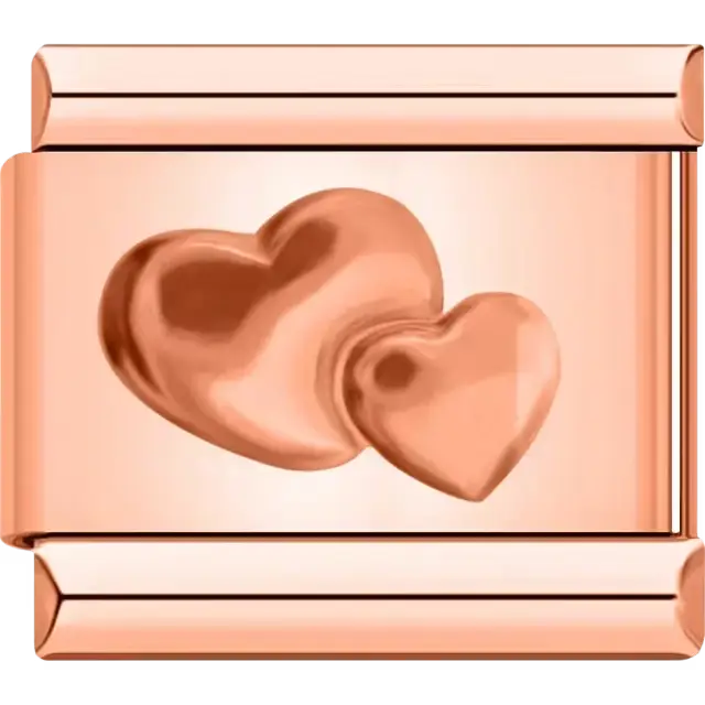 Double hearts Italian charm bracelet link