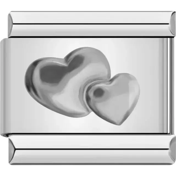 Double hearts Italian charm bracelet link