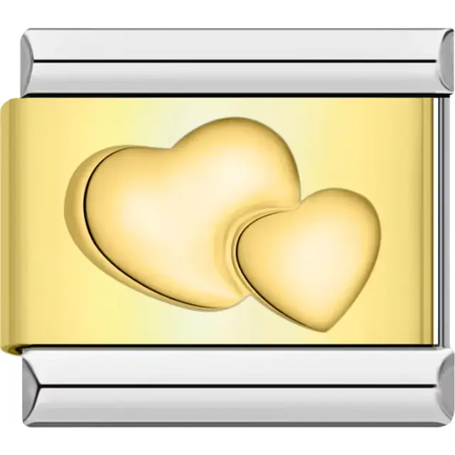 Double hearts Italian charm bracelet link