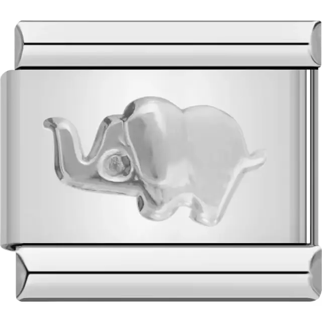 Silver elephant design Italian charm bracelet link