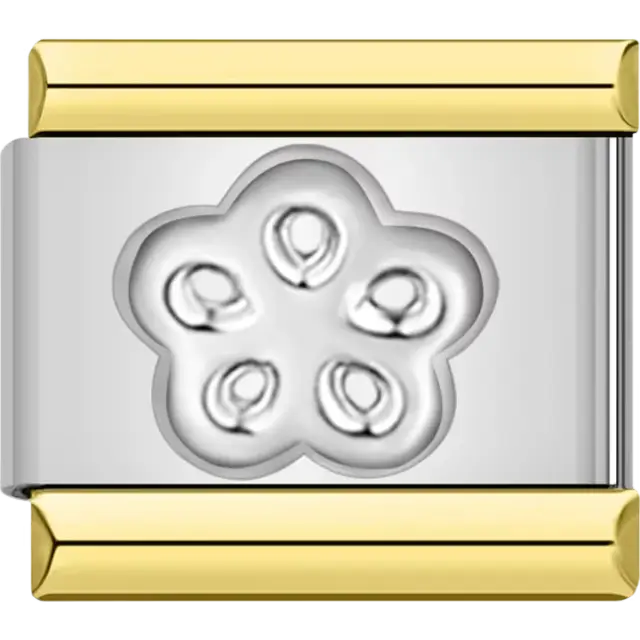 Flower design Italian charm bracelet link