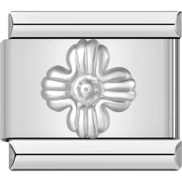 Delicate silver flower design with intricate petals Italian charm bracelet link