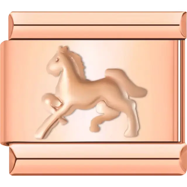 Galloping horse design with this Italian charm bracelet link