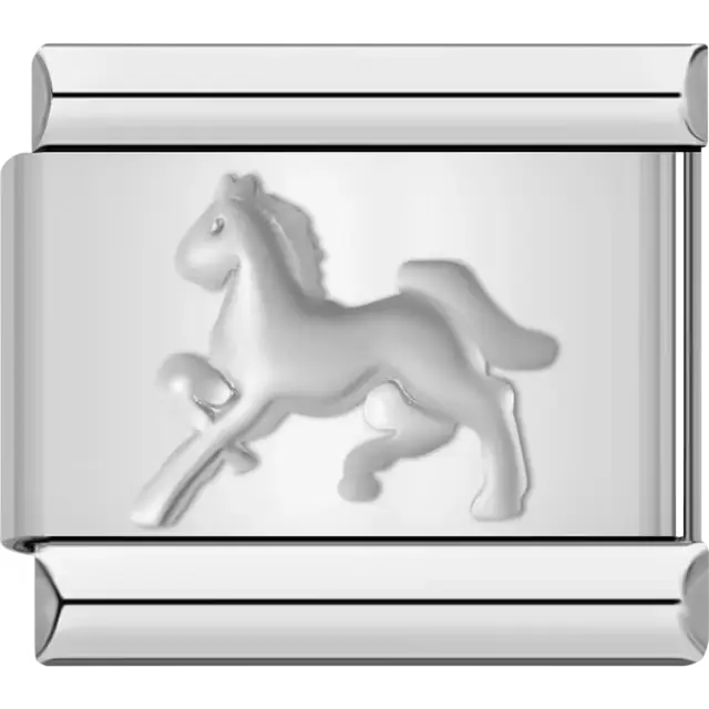 Galloping horse design with this Italian charm bracelet link