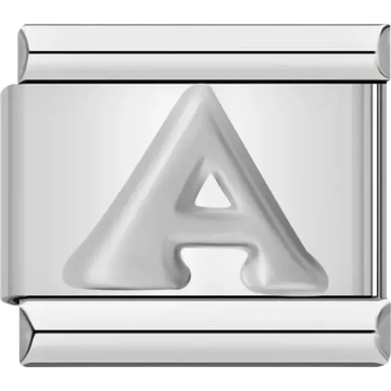 Silver letter “A” Italian charm bracelet link