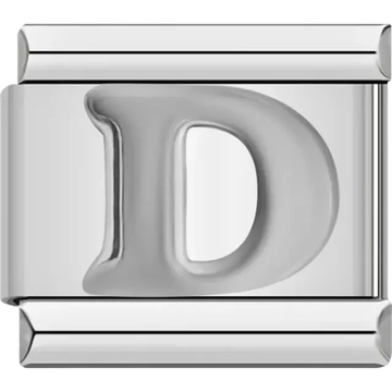 Silver letter “D” Italian charm bracelet link