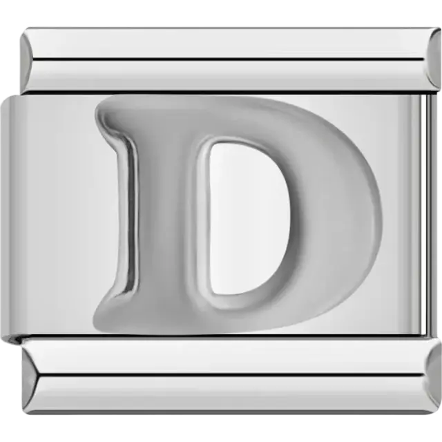 Silver letter “D” Italian charm bracelet link
