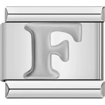 Silver letter “F” Italian charm bracelet link