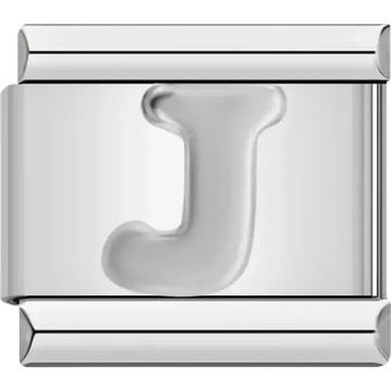 Silver letter “J” Italian charm bracelet link