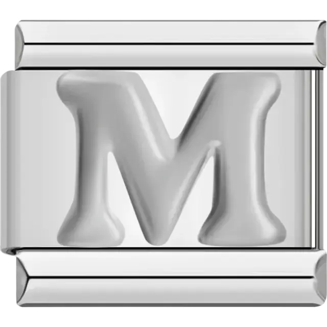 Silver letter “M” Italian charm bracelet link