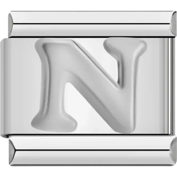 Silver letter “N” Italian charm bracelet link