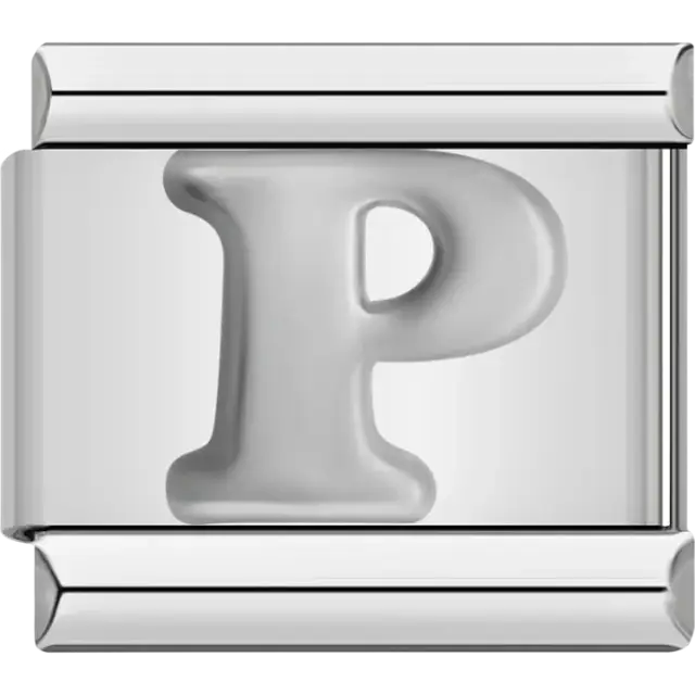 Silver letter “P” Italian charm bracelet link