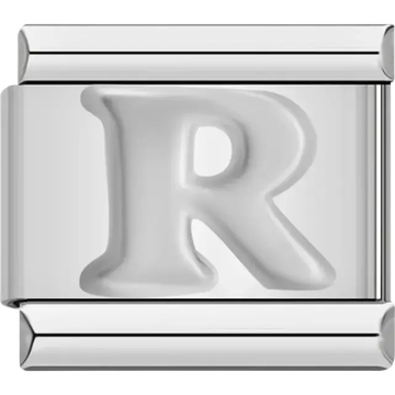 Silver letter “R” Italian charm bracelet link