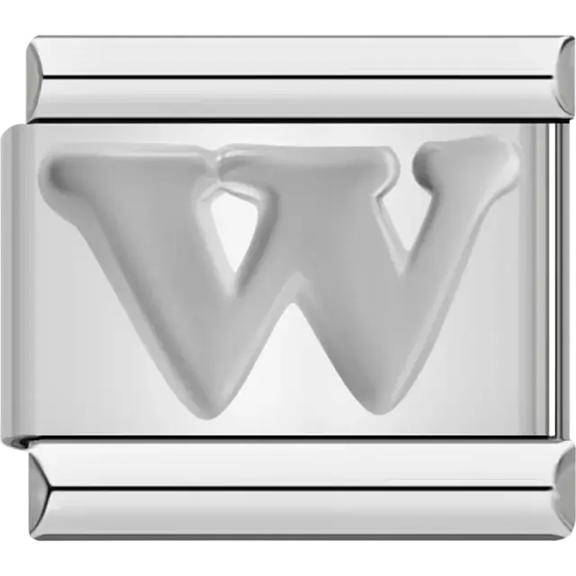 Silver letter “W” Italian charm bracelet link