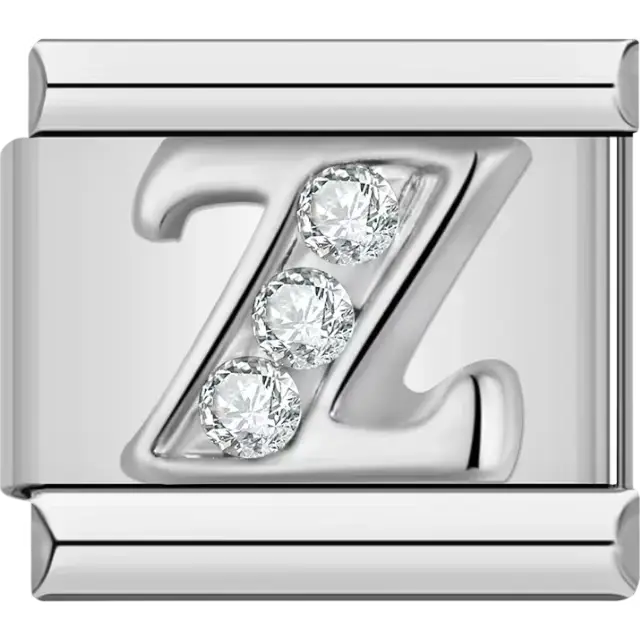 Silver letter "Z" with crystals Italian charm bracelet link