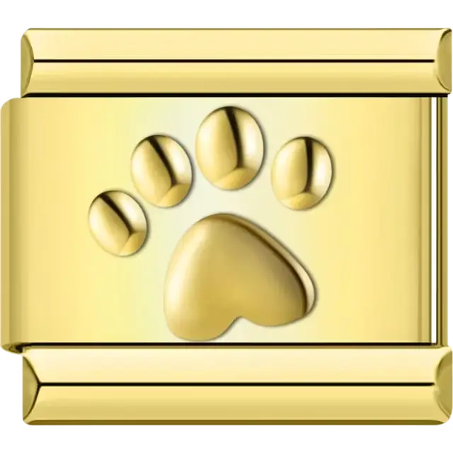 Embossed silver paw print Italian charm bracelet link