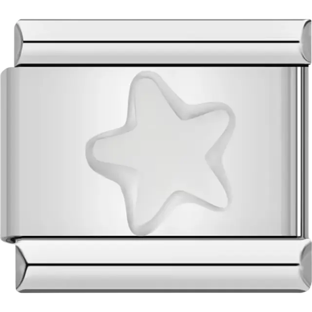 Silver star with an outlined design Italian charm bracelet link