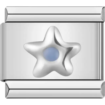 Silver starfish with blue center Italian charm bracelet link