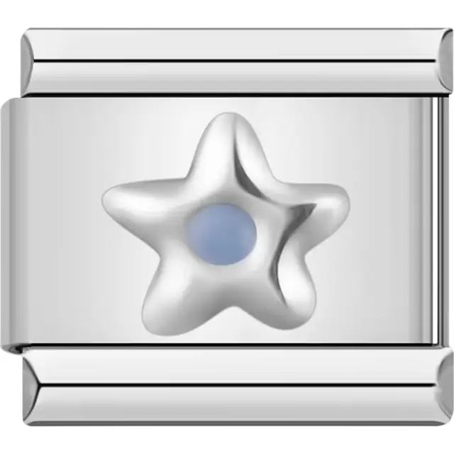 Silver starfish with blue center Italian charm bracelet link