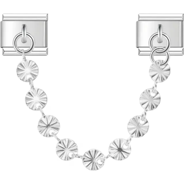 Safety chain with circular sunburst Italian charm bracelet link