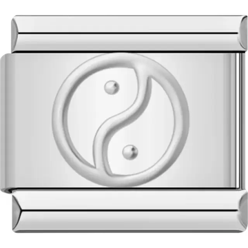 Embossed silver Yin-Yang design Italian charm bracelet link