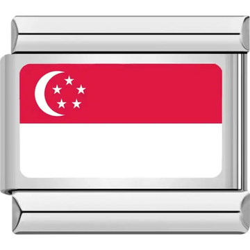 Singaporean flag Italian charm bracelet link