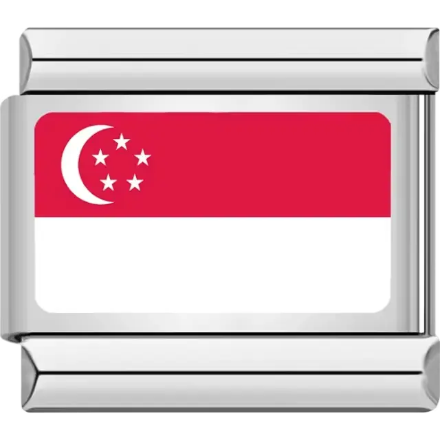 Singaporean flag Italian charm bracelet link