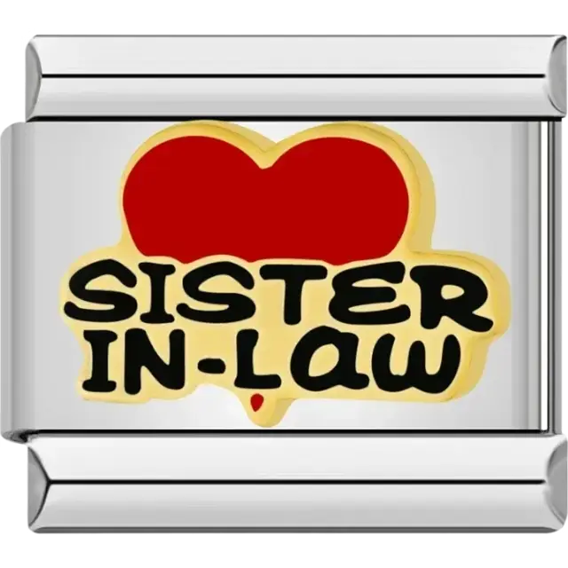 Red heart with “Sister-in-Law” text Italian charm bracelet link