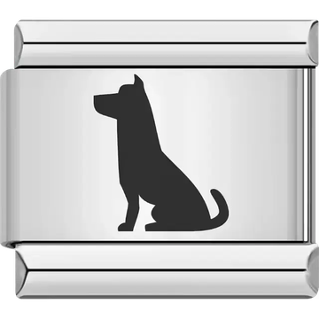 Black sitting dog silhouette Italian charm bracelet link