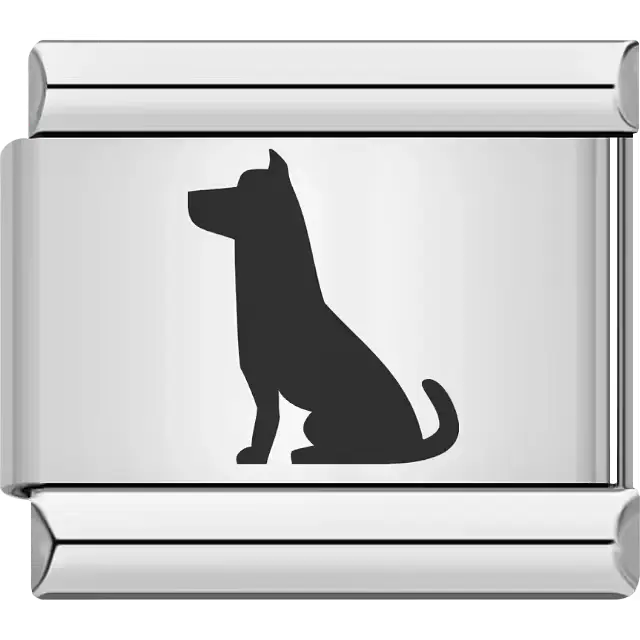 Black sitting dog silhouette Italian charm bracelet link