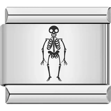 Black skeleton Halloween design Italian charm bracelet link