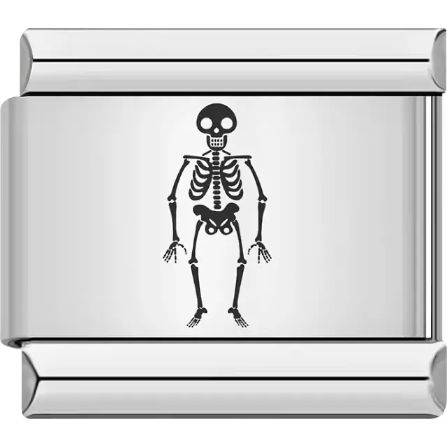 Black skeleton Halloween design Italian charm bracelet link