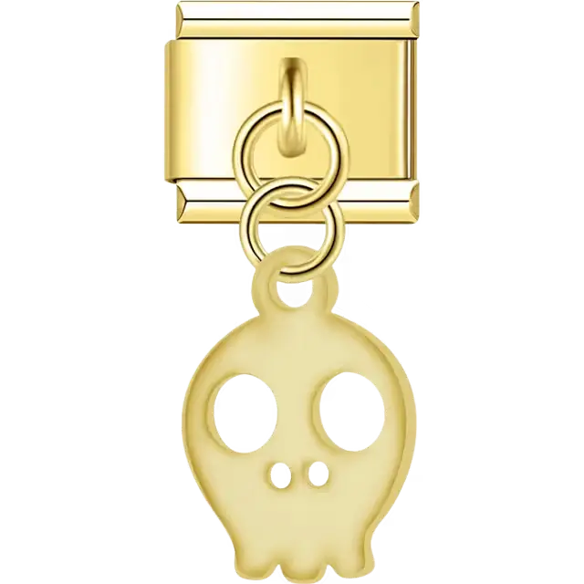 Skull outline dangle Italian charm bracelet link