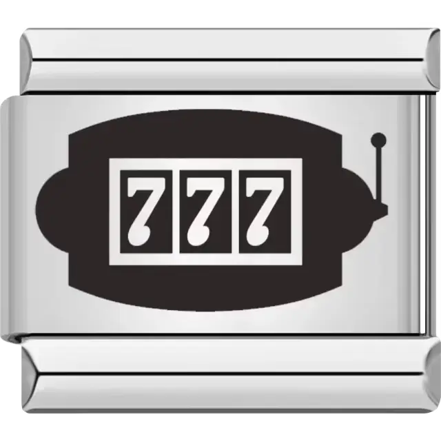 Slot machine design featuring triple sevens Italian charm bracelet link