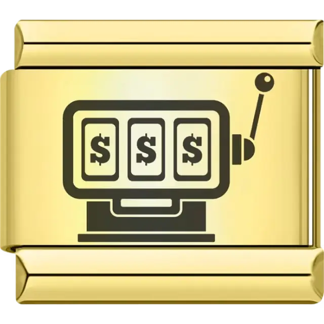 Slot machine design featuring dollar signs Italian charm bracelet link
