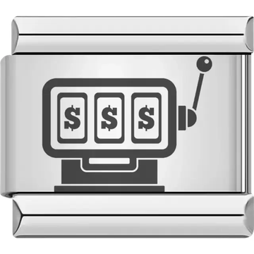 Slot machine design featuring dollar signs Italian charm bracelet link