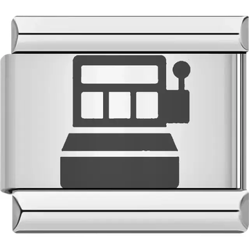 Slot machine design in black Italian charm bracelet link