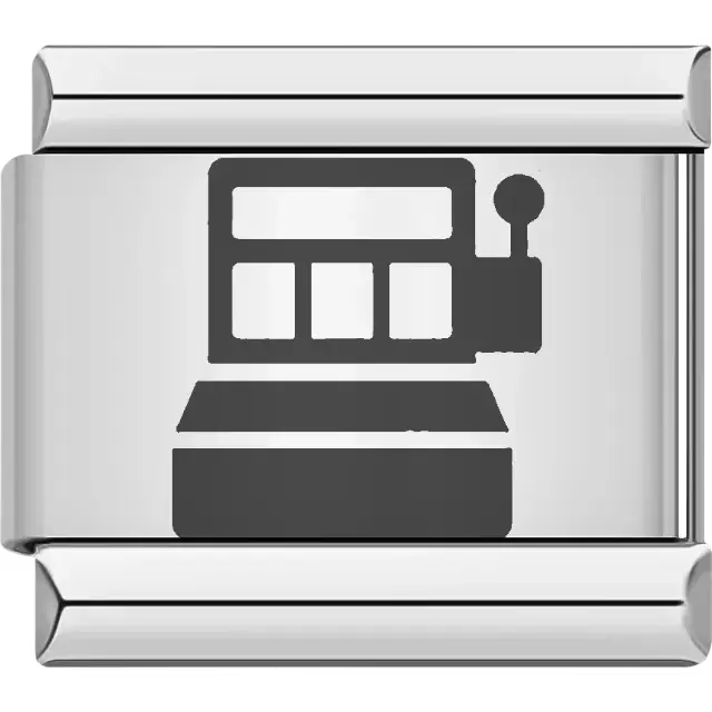 Slot machine design in black Italian charm bracelet link