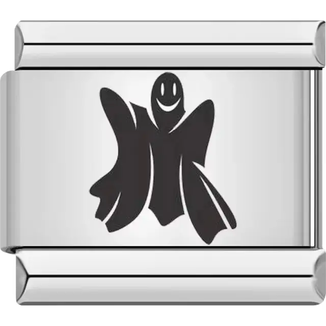 Black smiling ghost silhouette Italian charm bracelet link
