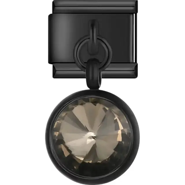 Black smoky crystal dangle Italian charm bracelet link