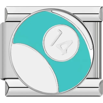 Turquoise snooker ball number 14 Italian charm bracelet link