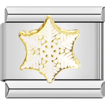 White snowflake Italian charm bracelet link