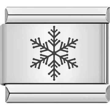 Black snowflake with six branches Italian charm bracelet link