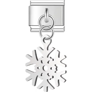 Silver snowflake dangle winter Italian charm bracelet link