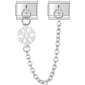 Snowflake with connecting safety chain Italian charm bracelet link